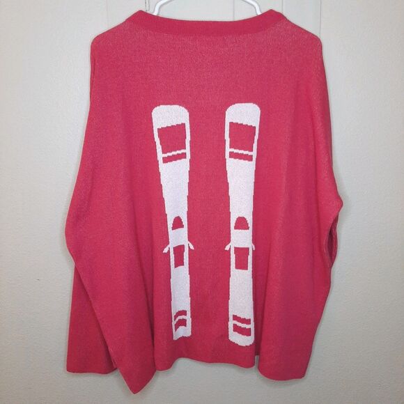 Town Pride Sweater Pink Women Size L "Tips Up" Ski Oversize Drop Shoulders USA - Picture 11 of 13
